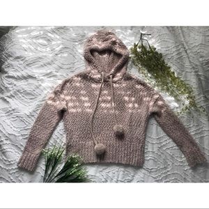 Sweater Hoodie | Mauve | Soft | Fuzzy | Hood | XS